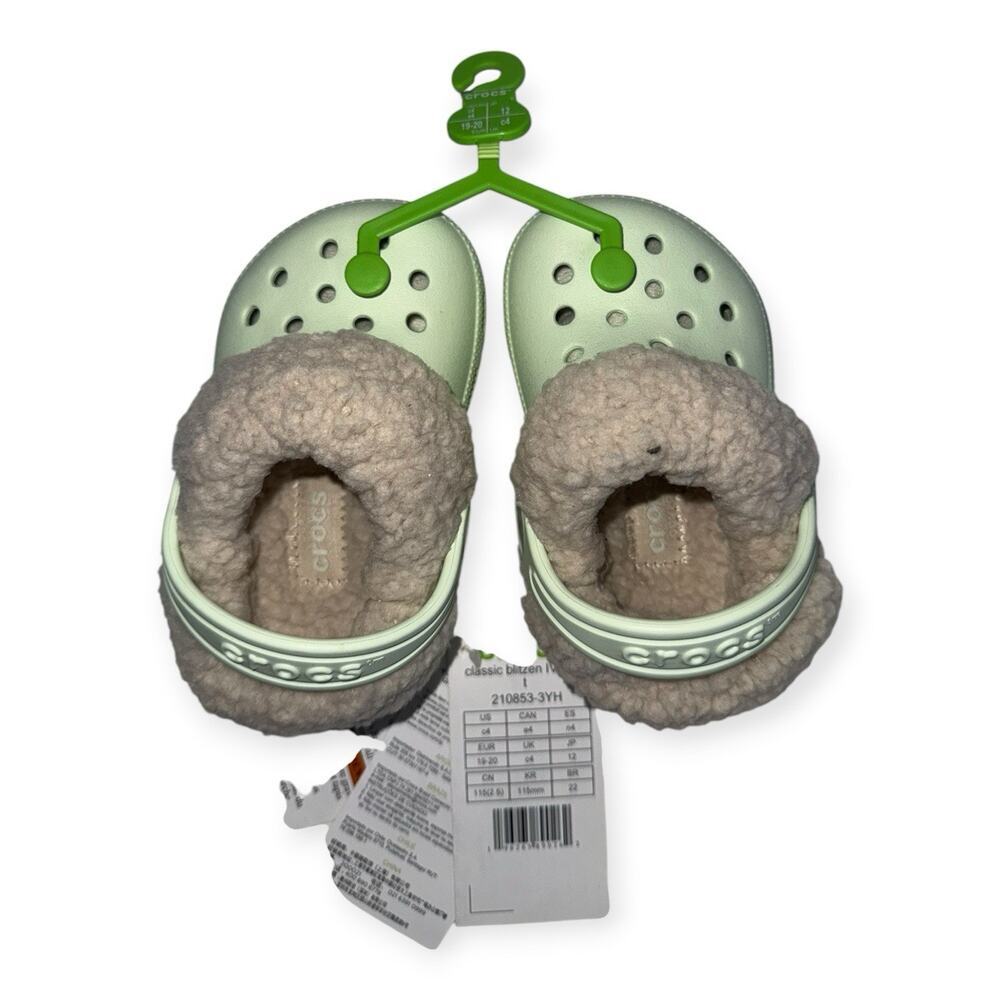 NWT Crocs Classic Blitzen IV Toddler C4 Jade Tint Lined Clogs Fall 🎃 - Picture 5 of 8